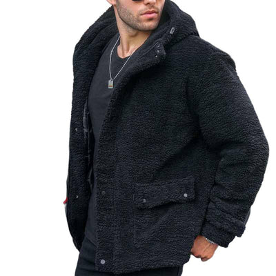 Men's Retro Hooded Thick Polar Fleece Jacket
