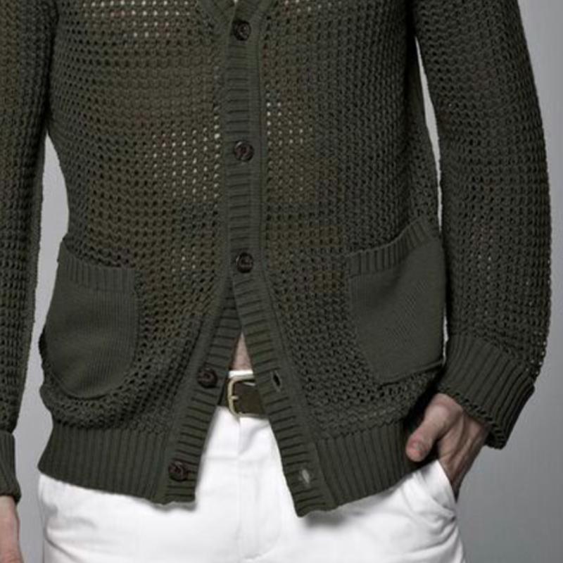 Men's Casual Fashionable Slim Fit V-neck Knitted Cardigan 94532226K