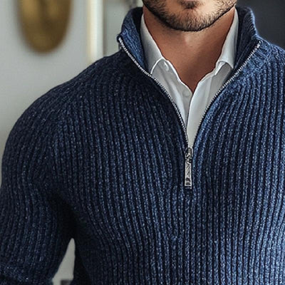 Men's Retro Casual Heather Zipper Sweater 28578394TO