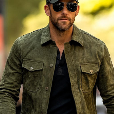Men's Solid Color Suede Lapel Single Breasted Jacket