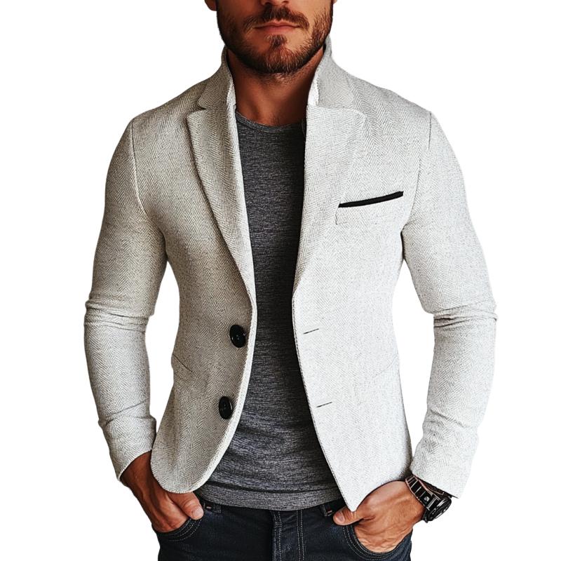 Vintage Herringbone Single Breasted Lapel Blazer