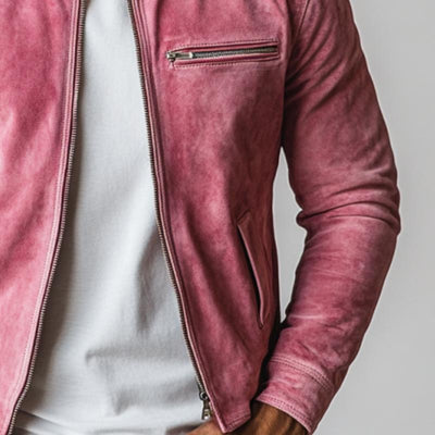 Men's Fashion Suede Stand Collar Multi-Pocket Jacket