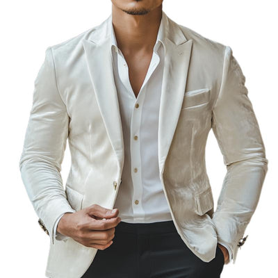 Classic Casual Single-Breasted Slim Fit Velvet Blazer