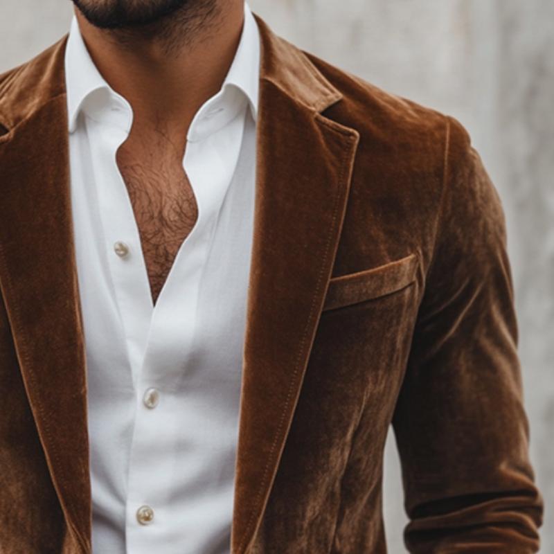 Vintage Casual Velvet Single Breasted Blazer