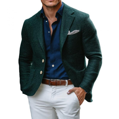 Vintage Woolen Notch Lapel Single-breasted Slim-fit Blazer