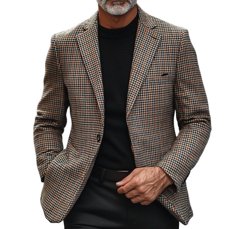 Vintage Check Lapel Single Breasted Blazer