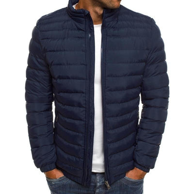 Men's Casual Stand Collar Long Sleeve Padded Jacket