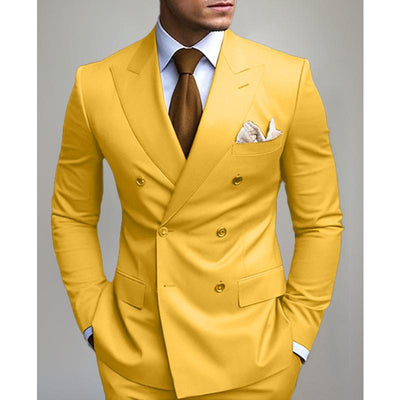 Solid Color Double Breasted Blazer
