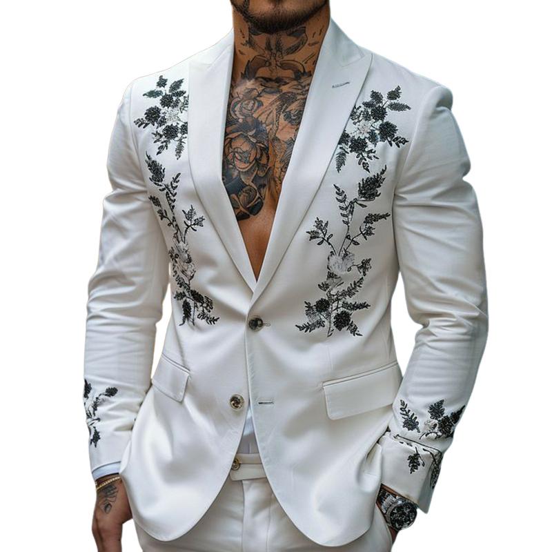 Vintage Casual Embroidered Single Breasted Blazer