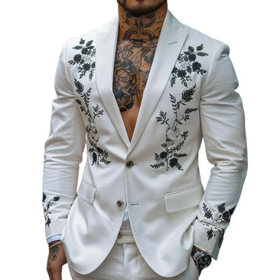 Vintage Casual Embroidered Single Breasted Blazer