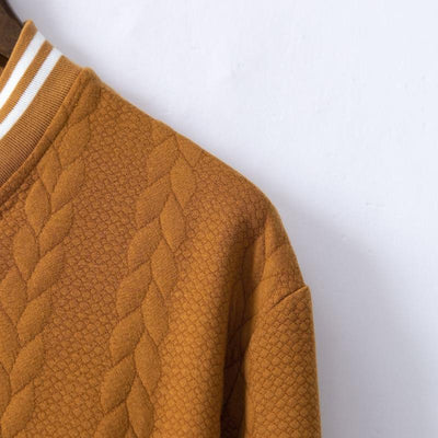 Men's Classic Casual Autumn And Winter Button Jacquard Baseball Jacket