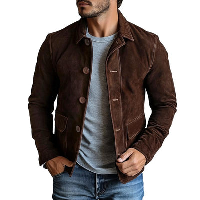 Men's Vintage Suede Single Breasted Lapel Jacket