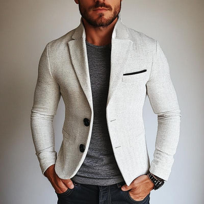 Vintage Herringbone Single Breasted Lapel Blazer