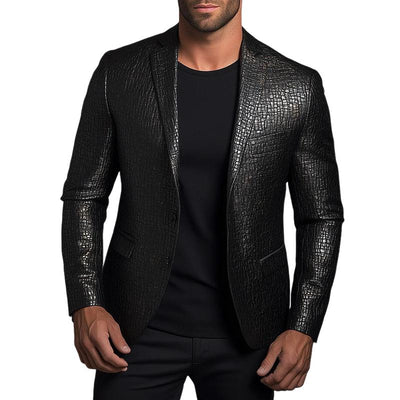 Classic Lapel Two-button Nubuck Leather Blazer
