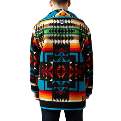 Men's Casual Lapel Single Breasted Christmas Printed Warm Jacket