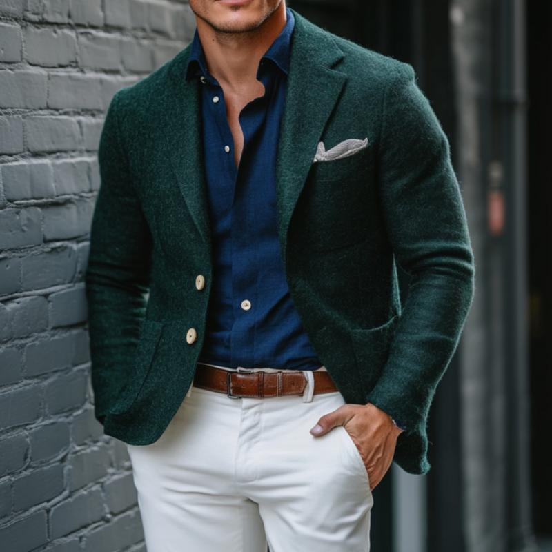 Vintage Woolen Notch Lapel Single-breasted Slim-fit Blazer