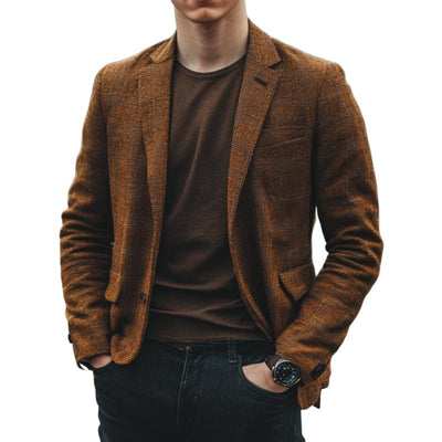 Vintage Check Notch Lapel Single Breasted Slim Fit Blazer