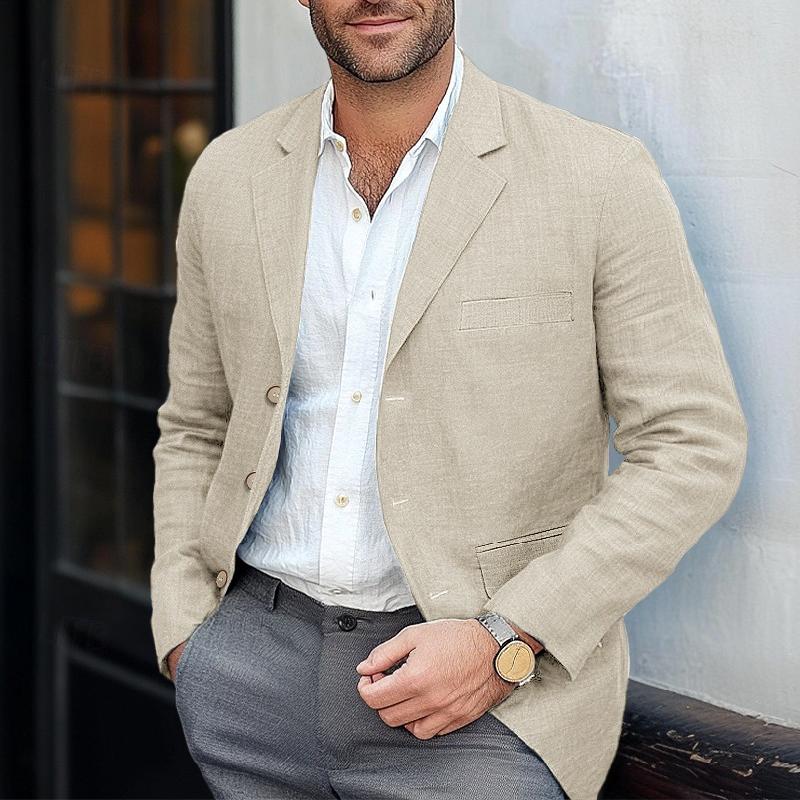 Casual Cotton Linen Lapel Single-breasted Slim-fit Blazer