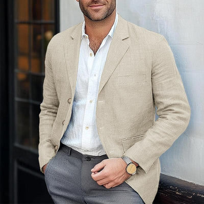 Casual Cotton Linen Lapel Single-breasted Slim-fit Blazer