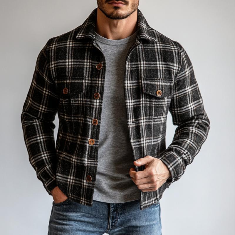 Men's Vintage Check Single Breasted Thin Jacket