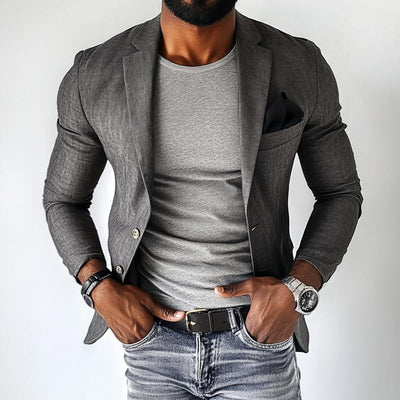 Vintage Linen Single Breasted Lapel Slim Fit Blazer