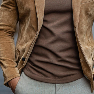 Classic Casual Single Breasted Slim Fit Suede Blazer