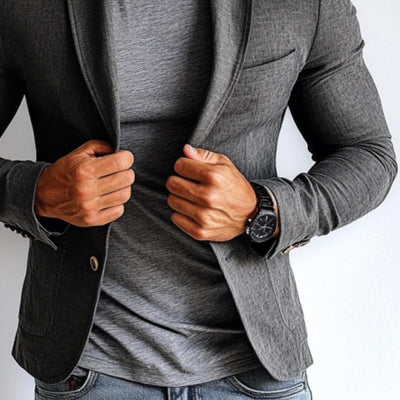 Vintage Linen Single Breasted Lapel Slim Fit Blazer