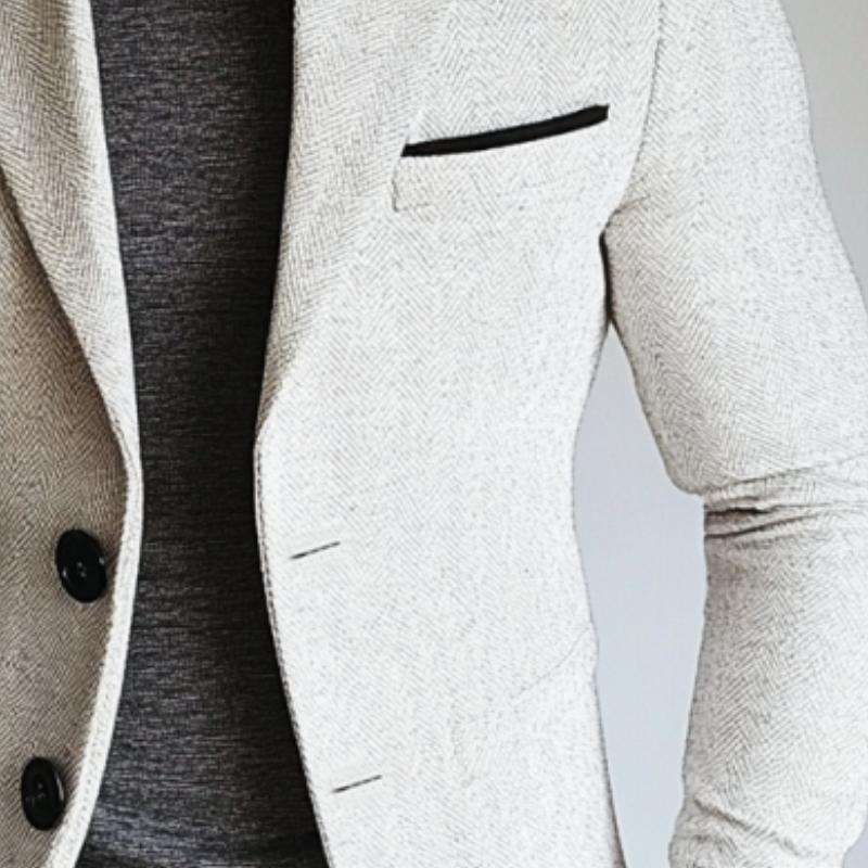 Vintage Herringbone Single Breasted Lapel Blazer