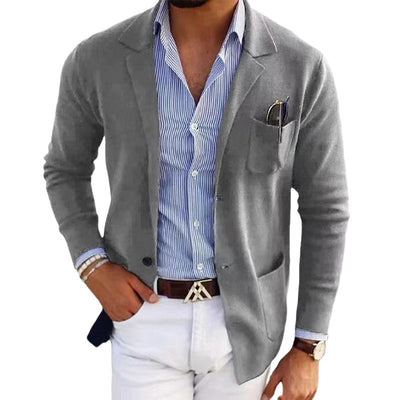 Casual Notch Lapel Single-breasted Slim-fit Knitted Blazer