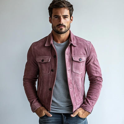 Men's Vintage Suede Multi Pocket Single Breasted Jacket