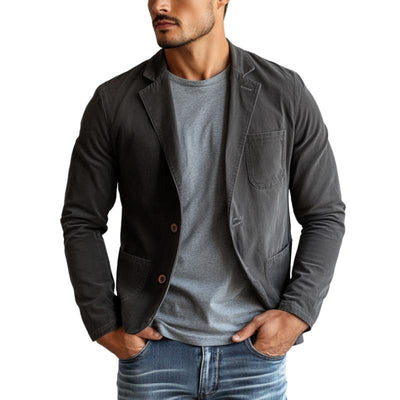 Vintage Casual Cotton Lapel Single Breasted Blazer