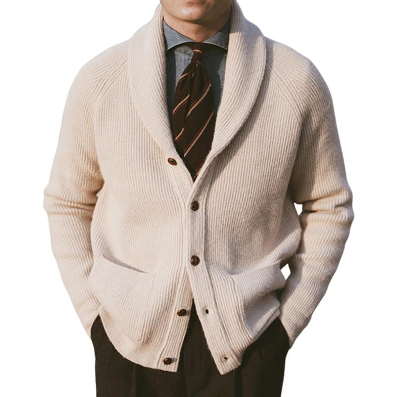 Men's Simple Solid Color Lapel Button Knit Cardigan 42807337U