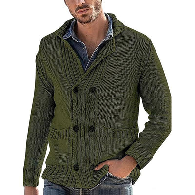 Men's Solid Double Breasted Pockets Knit Casual Cardigan 17917031Z