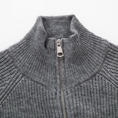 Men's Casual Solid Color Stand Collar Loose Knitted Cardigan 67721300M