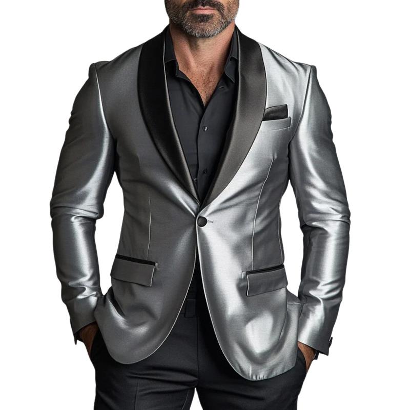Vintage Fashion Satin Stitching One Button Blazer