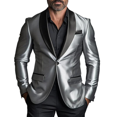 Vintage Fashion Satin Stitching One Button Blazer
