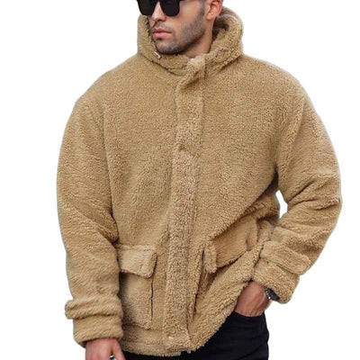 Men's Retro Hooded Thick Polar Fleece Jacket