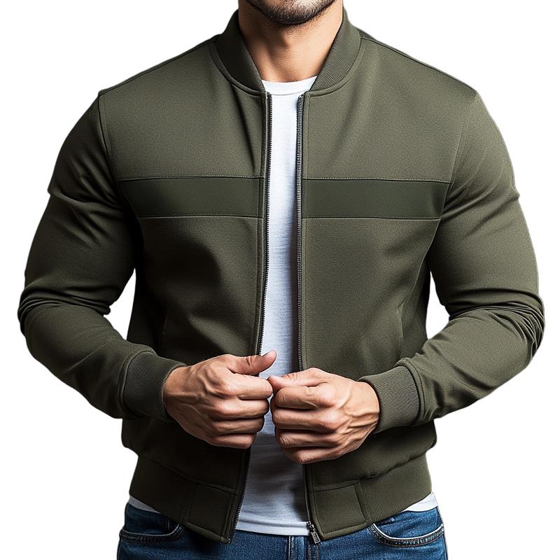 Men's Retro Casual Colorblock Sports Zipper Baseball Jacket