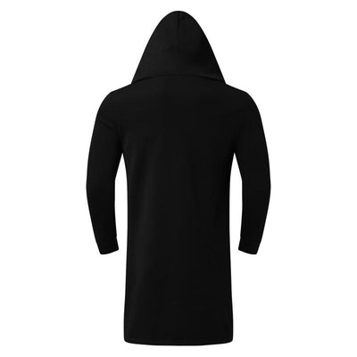 Men's Casual Solid Color Mid-Length Loose Long Sleeve Hooded Cardigan 08529757Z