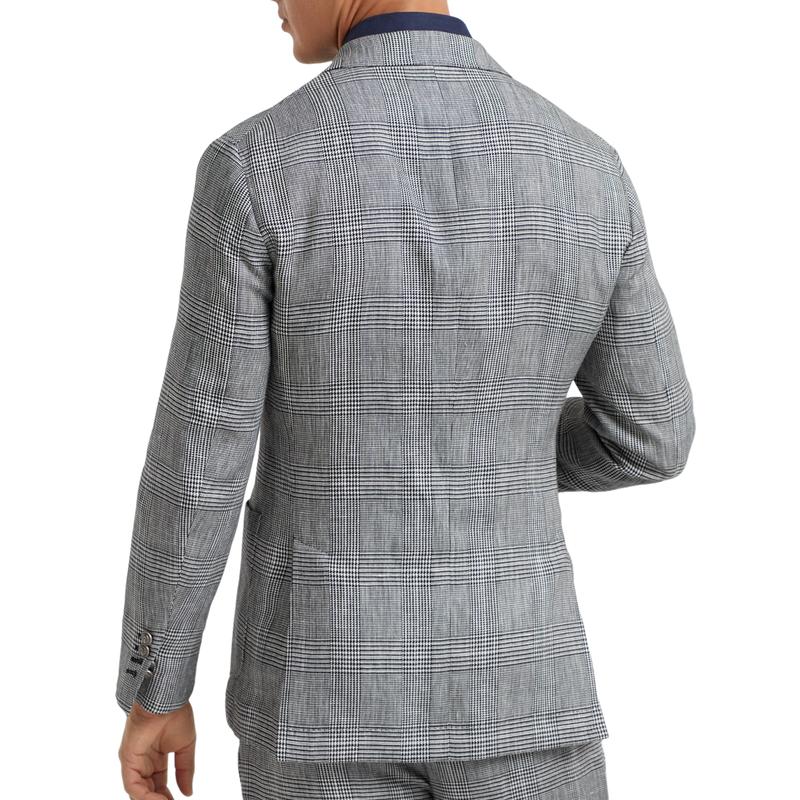 Classic Lapel Double Breasted Slim Fit Check Blazer