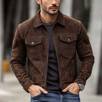 Men's Classic Casual Slim Fit Suede Jacket
