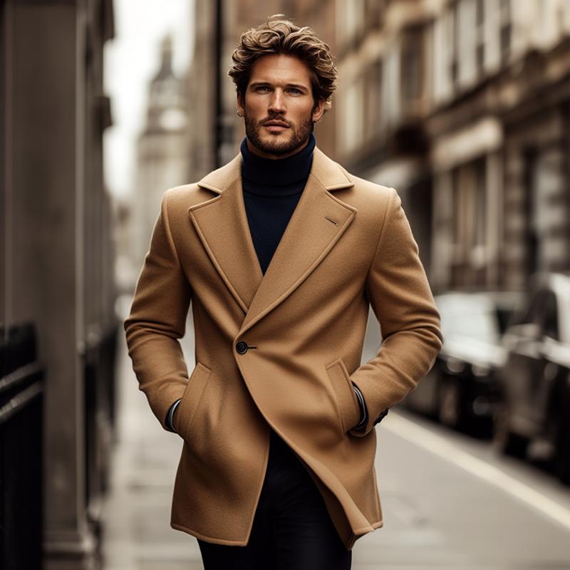Men's Fashion Notch Lapel One Buttons Casual Coat 44452575Z