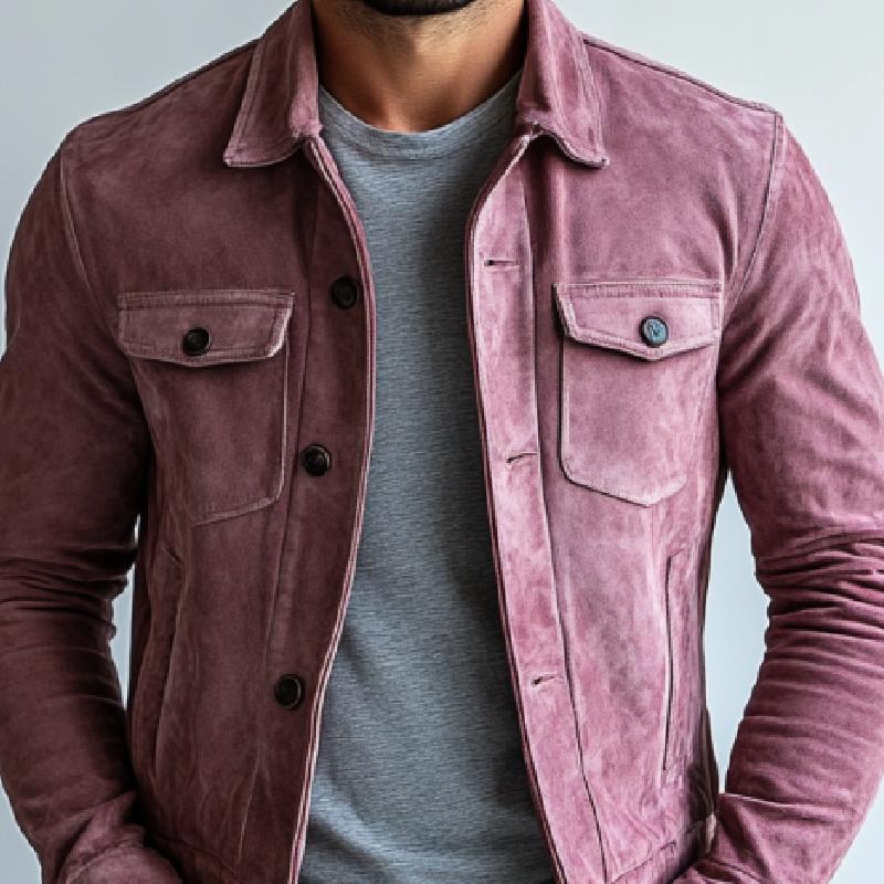 Men's Vintage Suede Multi Pocket Single Breasted Jacket