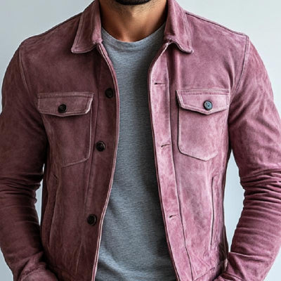 Men's Vintage Suede Multi Pocket Single Breasted Jacket