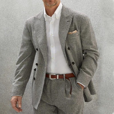 Vintage Lapel Plaid Herringbone Blazer