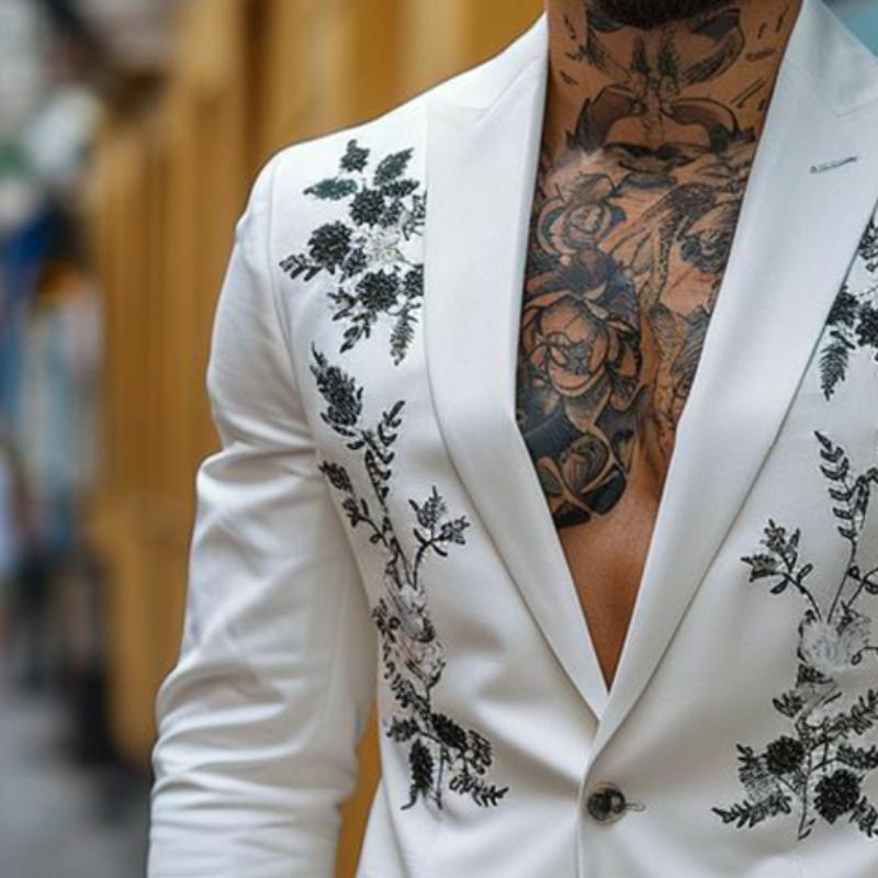 Vintage Casual Embroidered Single Breasted Blazer