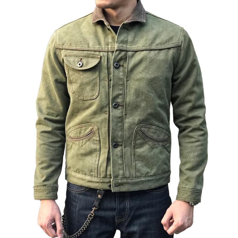 Men's Retro Motorcycle Lapel Single Breasted Jacket