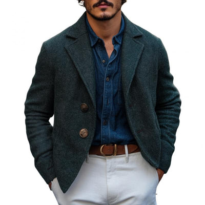 Vintage Wool Blend Notch Lapel Single Breasted Loose Blazer