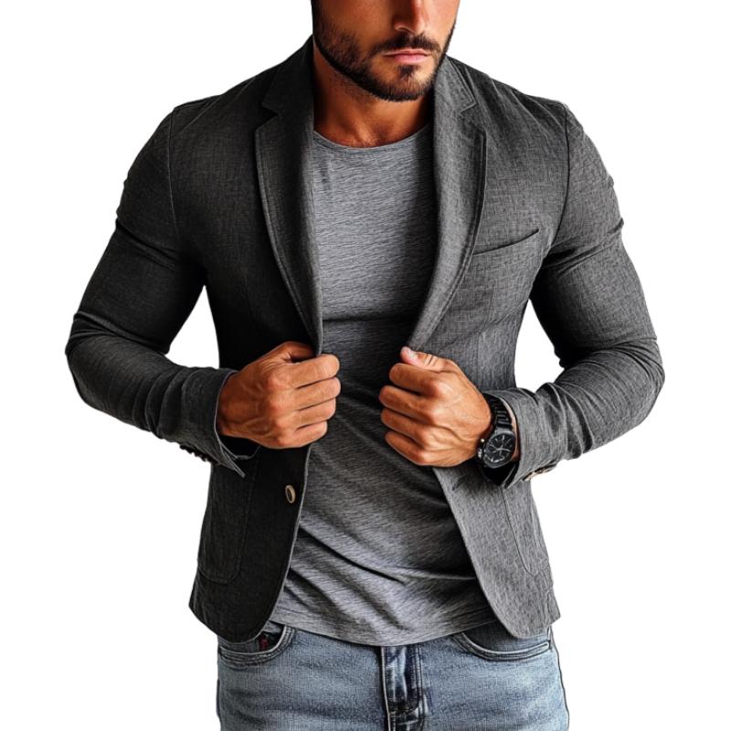 Vintage Linen Single Breasted Lapel Slim Fit Blazer