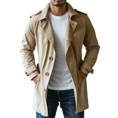 Men's Fashion Lapel Single Breasted Mid-Length Trench Coat 39249961Y